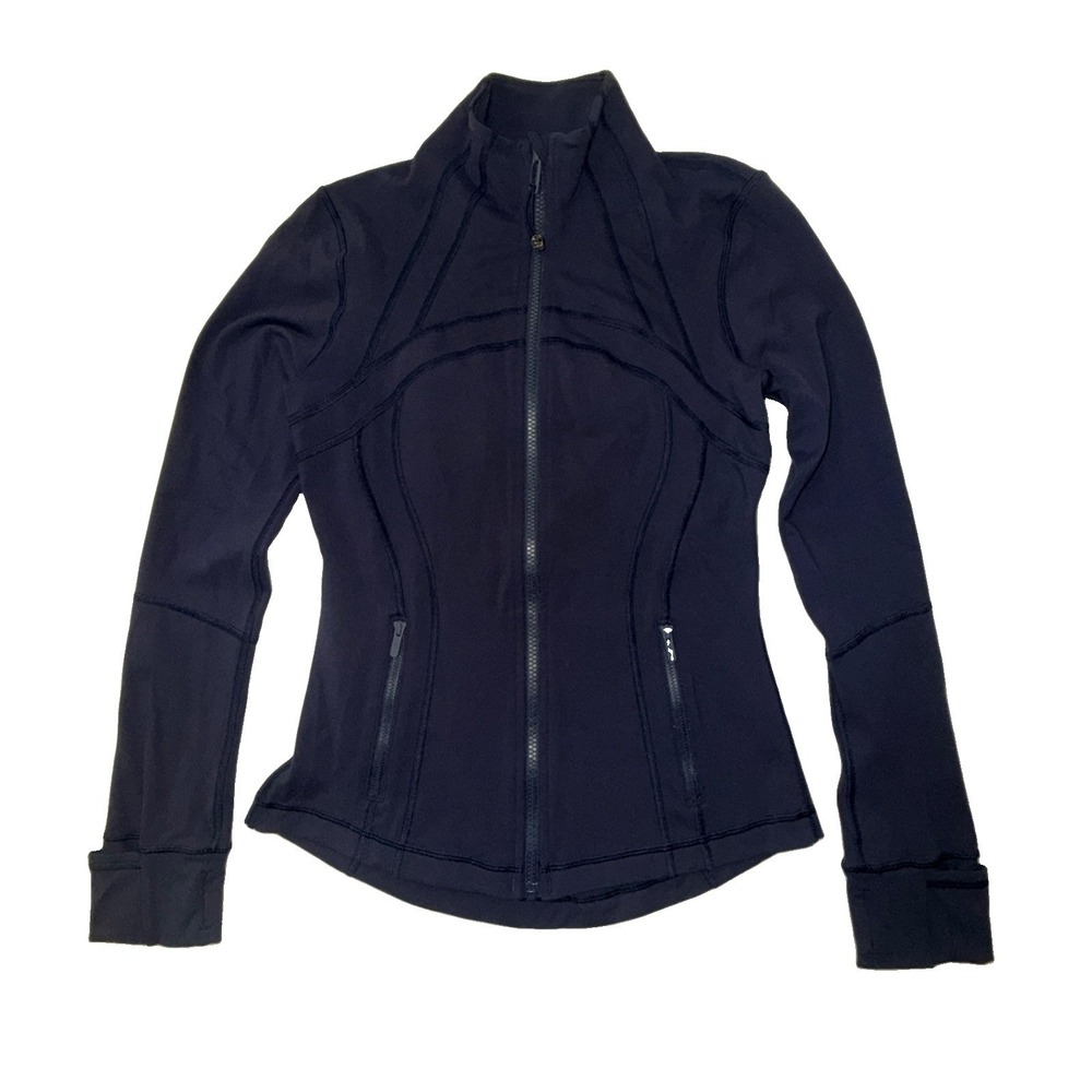 Lululemon Define Jacket Size 6 Navy Blue Full Zip Thumbholes Athletic Yoga CLEAN